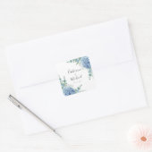 Sticker Carré Mariage Floral Hydrangea Bleue (Enveloppe)