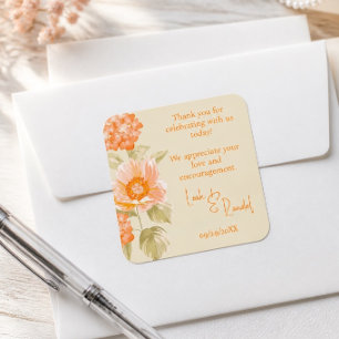 Sticker Carré Mariage Floral Orange