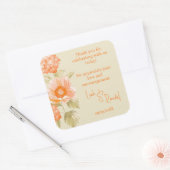 Sticker Carré Mariage Floral Orange (Enveloppe)
