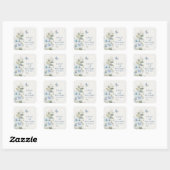Sticker Carré Mariage floral romantique bleu Dusty (Feuille)