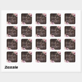 Sticker Carré Mariage floral rustique violet mauve merci (Feuille)