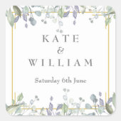 Sticker Carré Mariage floral Sage et Lilac (Devant)