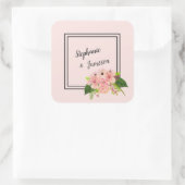 Sticker Carré Mariage floral tropical grand rose et pêche (Sac)