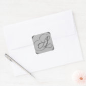 Sticker Carré Mariage Formel Argent Monogramme A Sceau (Enveloppe)