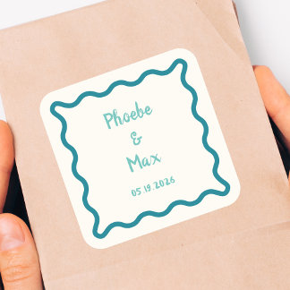 Sticker Carré Mariage frontalier gras blanc manuscrit