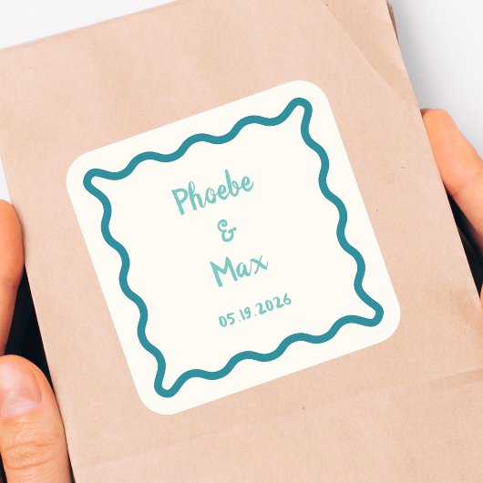 Sticker Carré Mariage frontalier gras blanc manuscrit