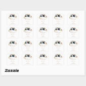 Sticker Carré Mariage Gold Blue Rose Flowers (Feuille)