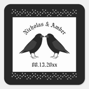 Sticker Carré Mariage gothique Baiser Ravens Personnalisé