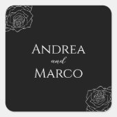 Sticker Carré Mariage gothique Rose Noire Et Blanc Favoriser (Devant)