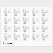 Sticker Carré Mariage Gris Argent Script Géode d'Agate (Feuille)