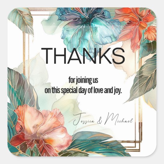 Sticker Carré 💗 Mariage Hibiscus Serenade Paradise (Devant)