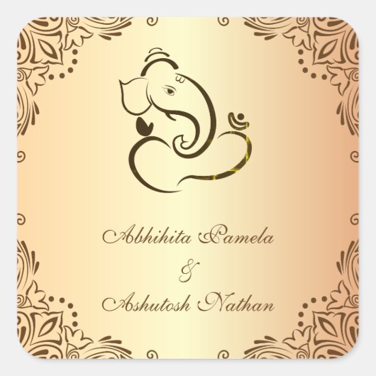 Sticker Carré Mariage hindou Ganapati (Devant)