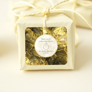 Sticker Carré Mariage Illusion de Topaze Noire Dorée Gemme