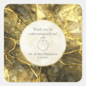 Sticker Carré Mariage Illusion de Topaze Noire Dorée Gemme (Devant)