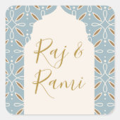 Sticker Carré Mariage indien Blue Floral Arch (Devant)