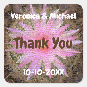 Sticker Carré Mariage invité Merci Cactus Bloom Sud-ouest