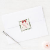 Sticker Carré Mariage Joyeux Petit Noël avec un Ruban Rouge (Enveloppe)