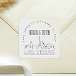 Sticker Carré Mariage Las Vegas | Sceau d'enveloppe préadressé<br><div class="desc">Gagnez du temps et faites une impression en envoyant vos invitations de mariage. Ces autocollants d'enveloppe pré-adressés se présentent dans un style élégant mais moderne décoré sur le thème et présentent une illustration de la ville de Las Vegas et de son skyline unique. Les couleurs neutres sont adaptées pour compléter...</div>