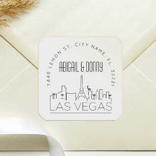 Sticker Carré Mariage Las Vegas   Sceau d'enveloppe préadressé