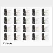 Sticker Carré Mariage Marbre Noir Agate Geode Script Or (Feuille)