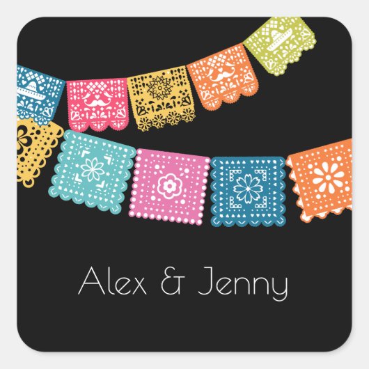 Sticker Carré Mariage - Mariage Papel Picado Mariage Faveur (Devant)