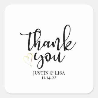 Sticker Carré Mariage, Mariée, Merci, Faveurs, Étiquette, autoco