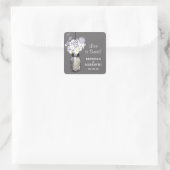 Sticker Carré Mariage Mason Jar et White Daisy (Sac)
