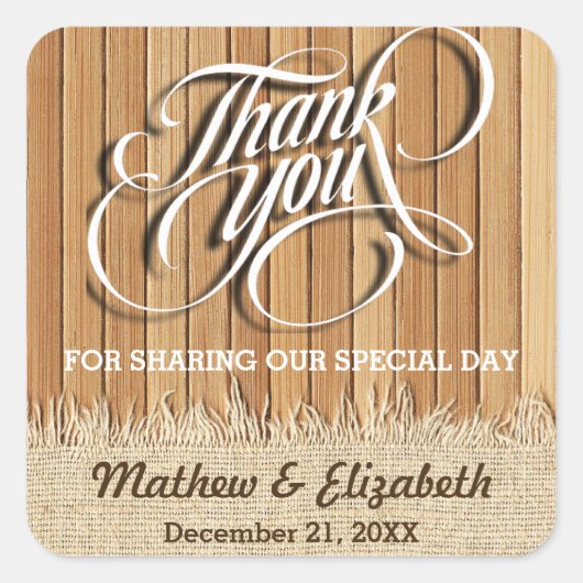 Sticker Carré Mariage Merci (Devant)