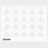 Sticker Carré Mariage Merci Elegant Gold Monogram (Feuille)