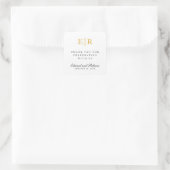 Sticker Carré Mariage Merci Elegant Gold Monogram (Sac)