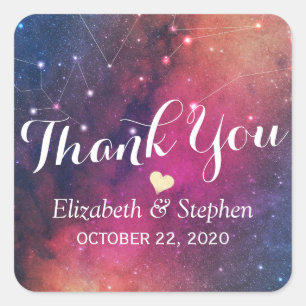 Sticker Carré Mariage Merci Galaxy Star Nebula Constellation