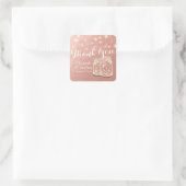 Sticker Carré Mariage Merci Mason Jar String Rose or (Sac)
