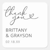 Sticker Carré Mariage Merci simple (Devant)