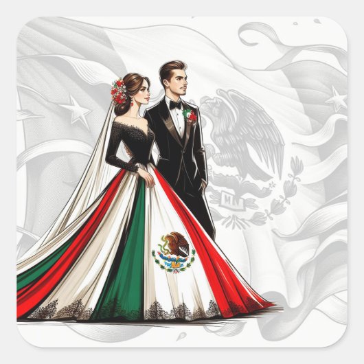 Sticker Carré Mariage mexicain (Devant)