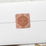 Sticker Carré Mariage mexicain en terre cuite Papel Picado<br><div class="desc">Ajoutez une touche personnalisée à vos faveurs de mariage ou à votre papeterie avec cet autocollant carré en terre cuite, avec des détails complexes de picado de papel mexicain. Idéal pour des fêtes d'inspiration boho sur le thème rustique mexicain. - Correspondance d'objets dans notre collection de papier en terre cuite...</div>