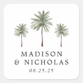 Sticker Carré Mariage minimal de palmiers (Devant)