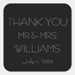 Sticker Carré Mariage minimaliste de script simple noir et blanc