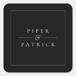 Sticker Carré Mariage minimaliste moderne élégant noir et blanc