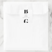 Sticker Carré Mariage minimaliste moderne noir et blanc (Sac)