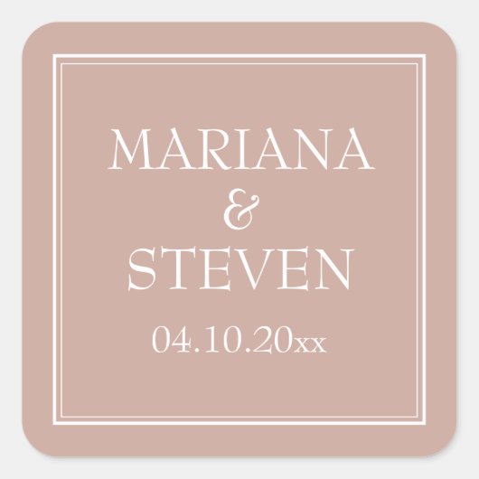 Sticker Carré Mariage minimaliste moderne rose (Devant)
