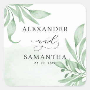 Sticker Carré Mariage minimaliste succulent Eucalyptus moderne