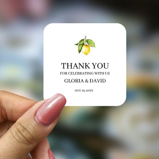 Sticker Carré Mariage Moderne au Citron Jaune