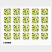 Sticker Carré Mariage moderne avec citron bleu floral script (Feuille)