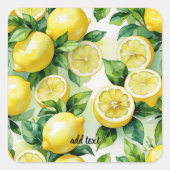 Sticker Carré Mariage moderne avec citron bleu floral script (Devant)