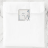 Sticker Carré Mariage moderne Botanique géométrique bleu neutre (Sac)
