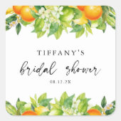 Sticker Carré Mariage Moderne d'Été Oranges Citron Citrus (Devant)