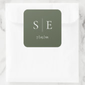 Sticker Carré Mariage Monogramme Vert Olive (Sac)