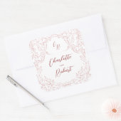 Sticker Carré Mariage Monogramme Vintage Pink Croché (Enveloppe)