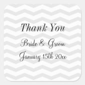 Sticker Carré Mariage motif à la mode gris et blanc chevron (Devant)