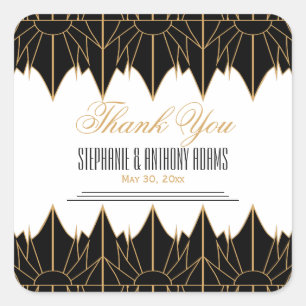 Sticker Carré Mariage Motif Gold et Black Art Déco